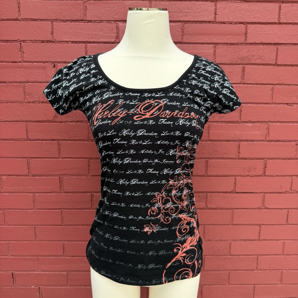 Harley Davidson Live‎ To Ride Shirt Womens Size Small Biker Grunge Punk Spellout